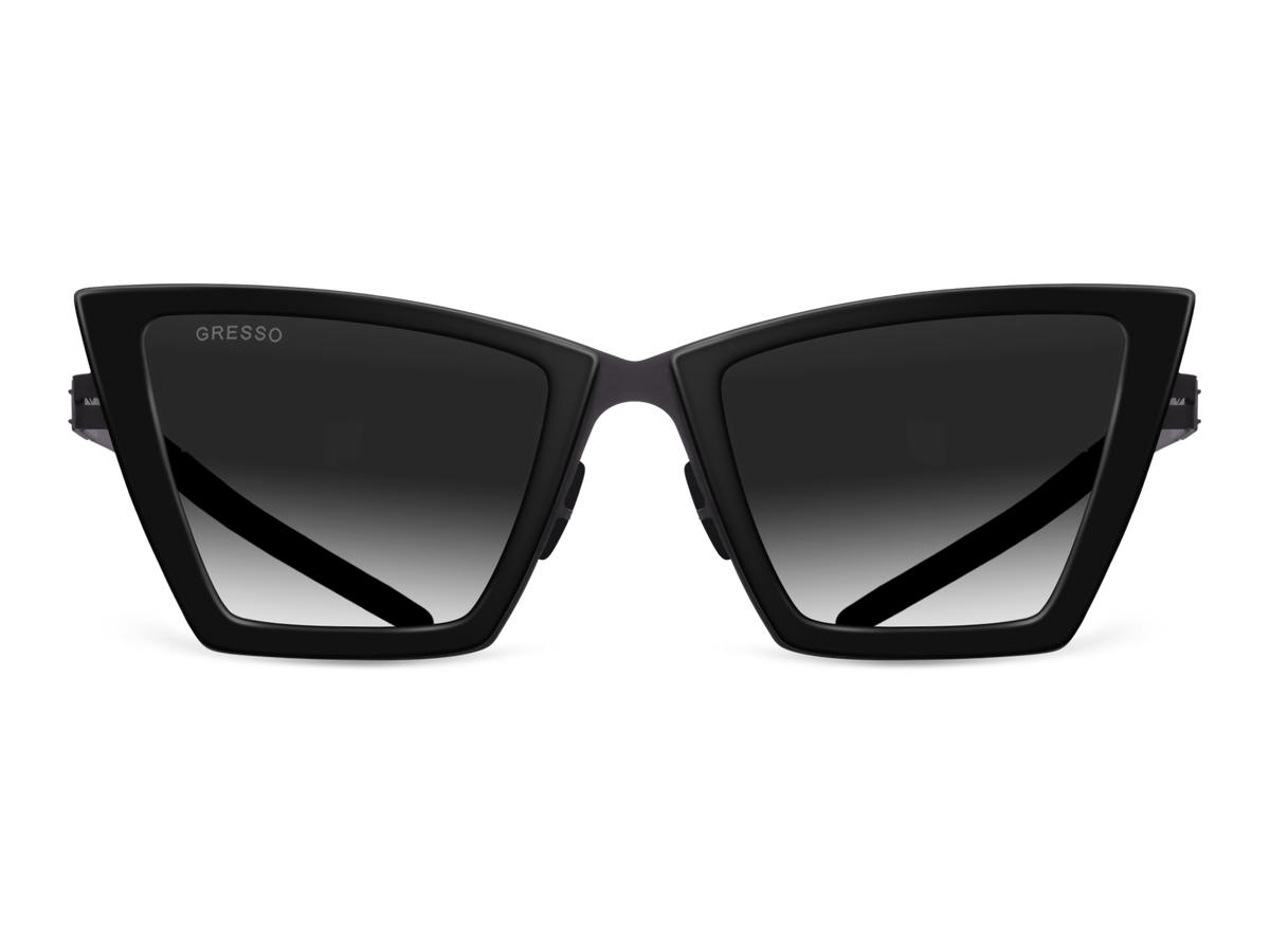 Titanium square sunglasses for women GRESSO Alba with Zeiss polarized grey lenses #color_grey-gradient