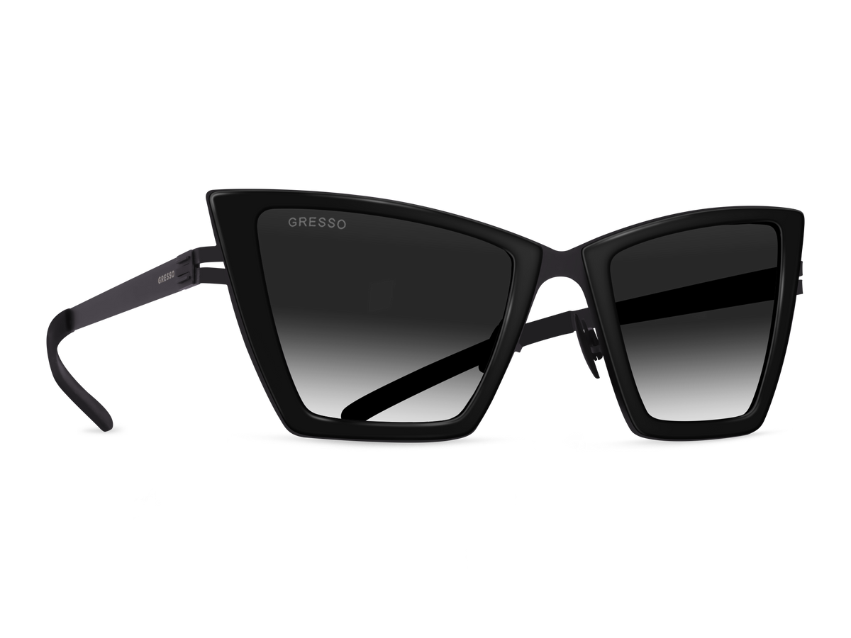 Titanium square sunglasses for women GRESSO Alba with Zeiss polarized grey lenses #color_grey-gradient