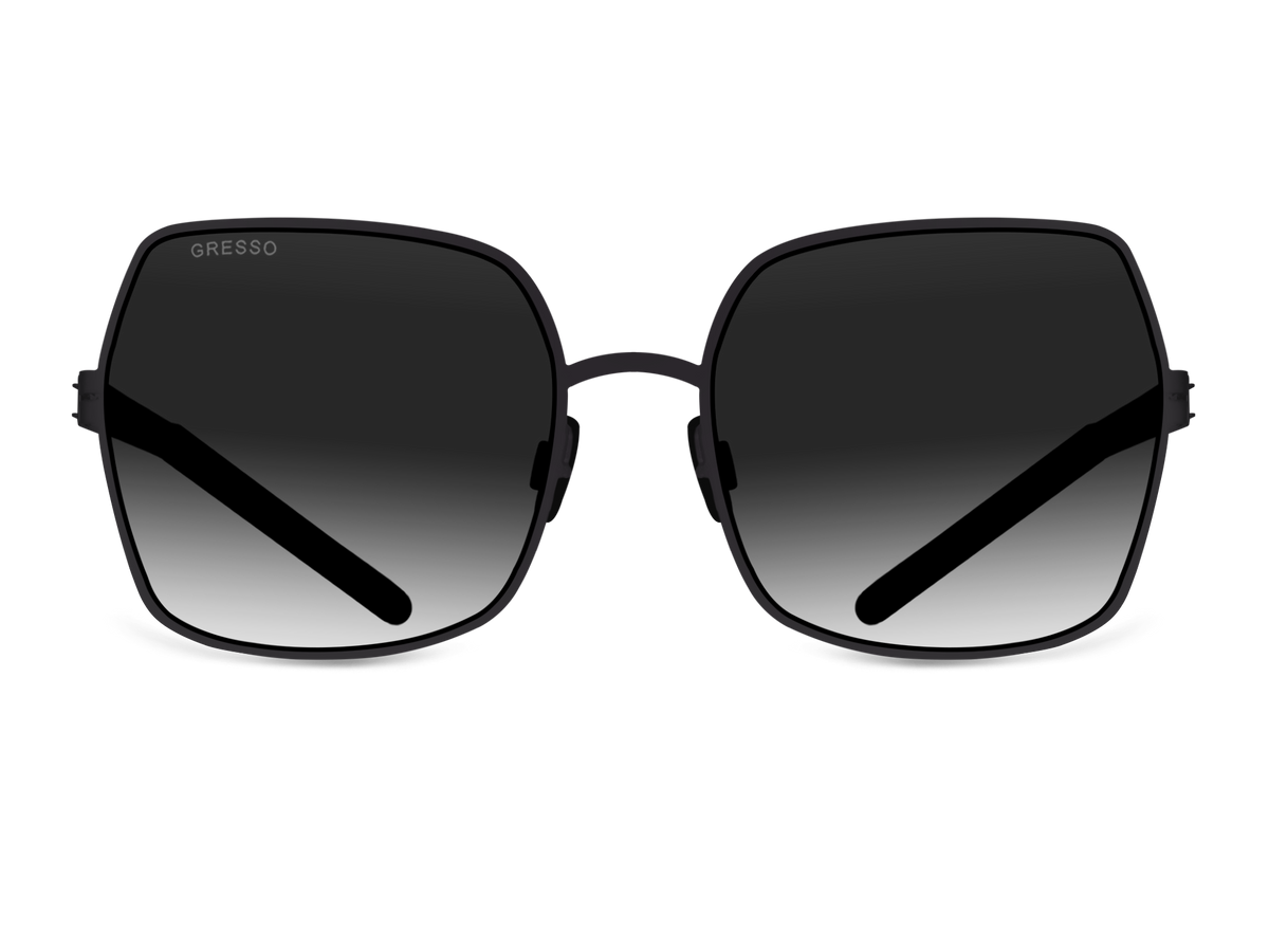Titanium square sunglasses for women GRESSO Alberta with Zeiss polarized grey lenses #color_grey-gradient