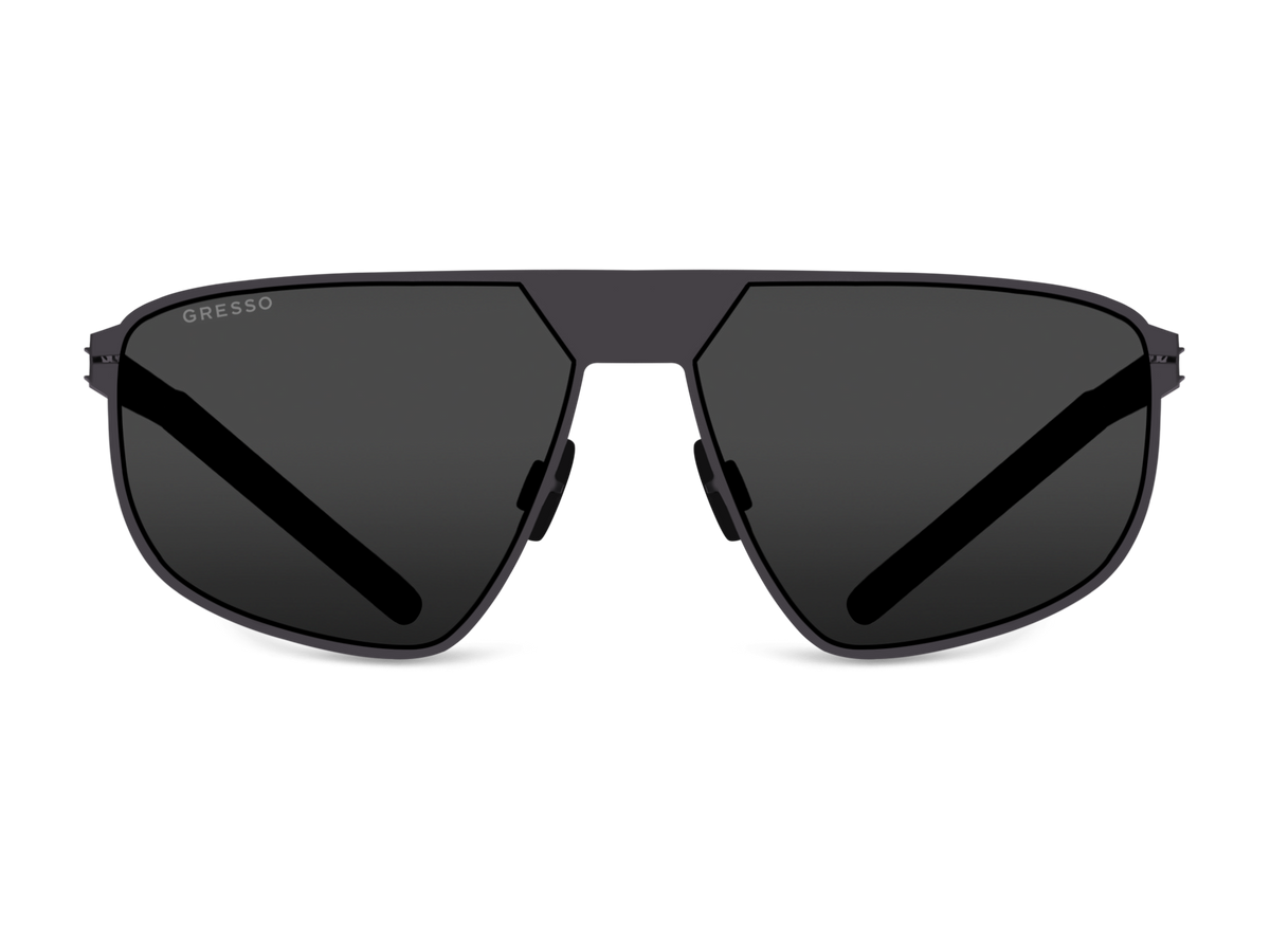 Titanium shiend sunglasses for men GRESSO Antares II with Zeiss polarized grey lenses #color_grey-mono