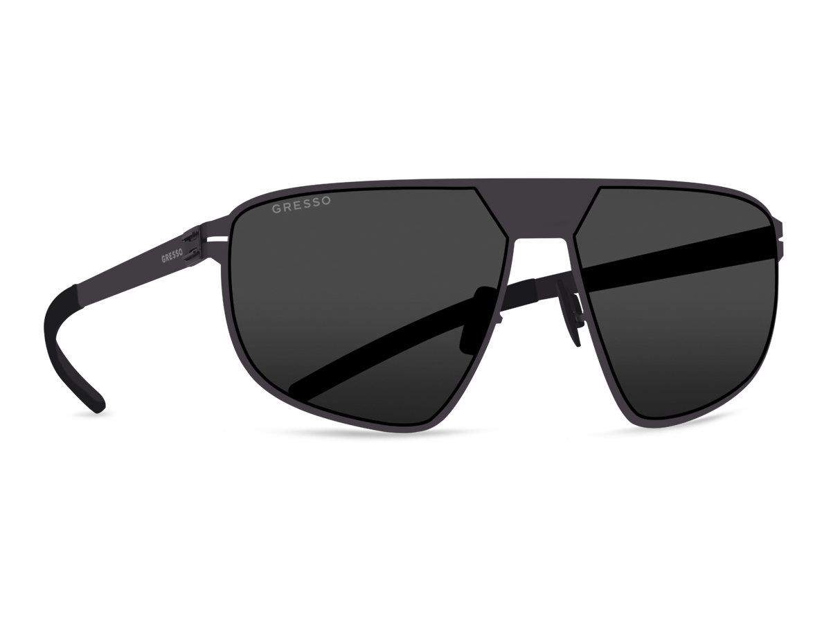 Titanium shiend sunglasses for men GRESSO Antares II with Zeiss polarized grey lenses #color_grey-mono