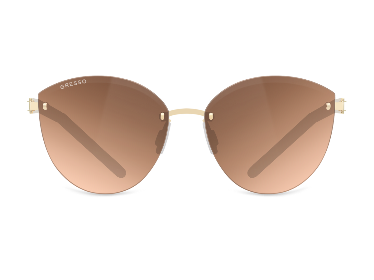 Titanium rimless sunglasses for women GRESSO Barcelona with Zeiss polarized beige lenses #color_beige-mono