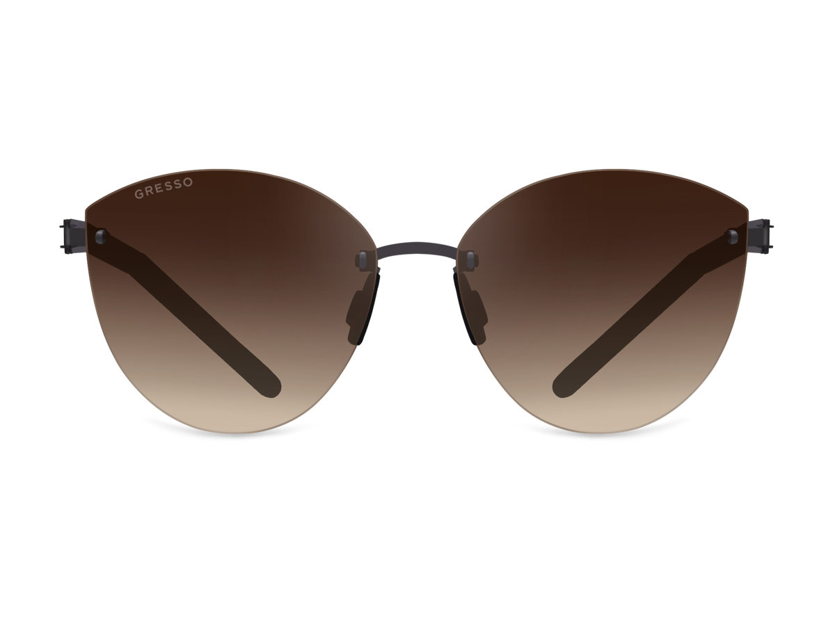 Titanium rimless sunglasses for women GRESSO Barcelona with Zeiss polarized beige lenses #color_brown-gradient