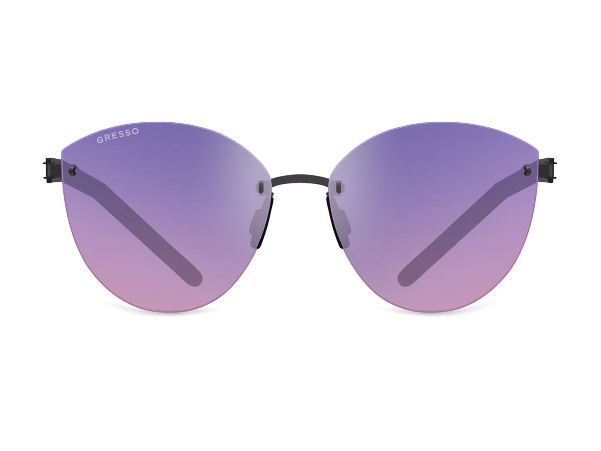 Titanium rimless sunglasses for women GRESSO Barcelona with Zeiss polarized purple lenses #color_purple-gradient