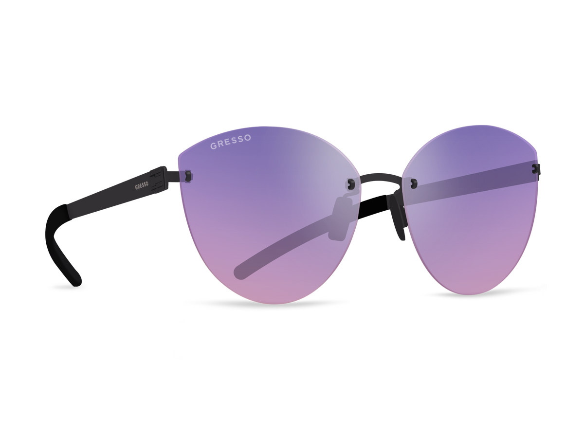 Titanium rimless sunglasses for women GRESSO Barcelona with Zeiss polarized purple lenses #color_purple-gradient