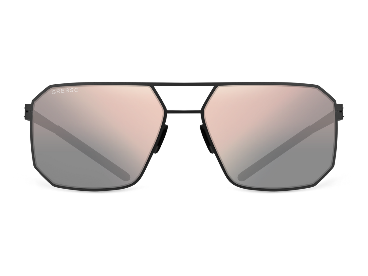 Titanium wayfarer sunglasses for men GRESSO Berlin with Zeiss polarized graphite lenses #color_graphite