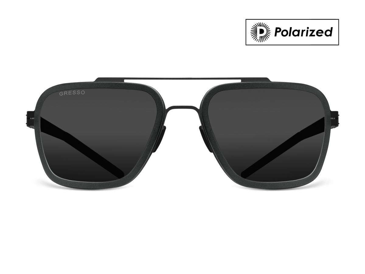 Titanium aviator sunglasses for men GRESSO Boston with Zeiss polarized grey lenses #color_grey-polarized