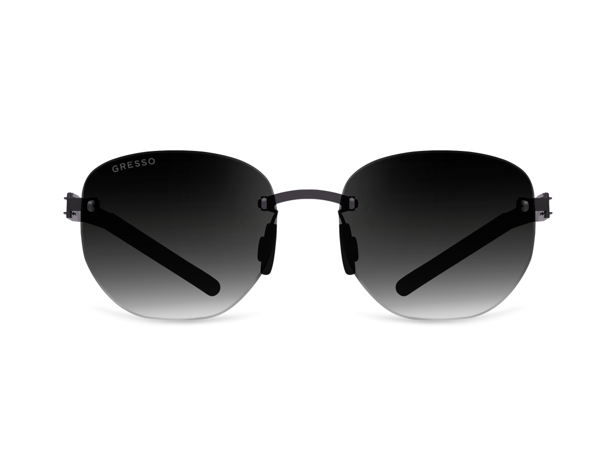Titanium rimless sunglasses for men and women GRESSO Broadway with Zeiss polarized grey lenses #color_grey-gradient