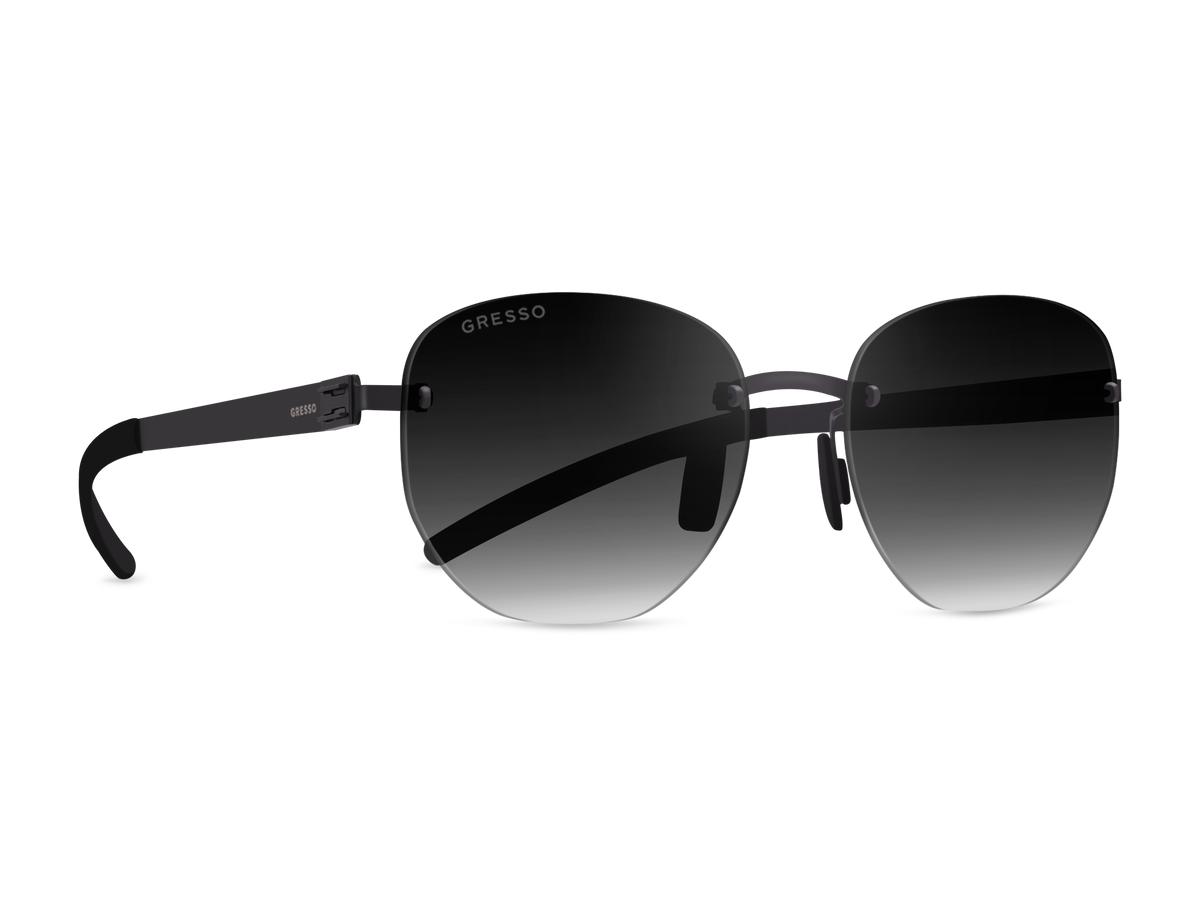 Titanium rimless sunglasses for men and women GRESSO Broadway with Zeiss polarized grey lenses #color_grey-gradient