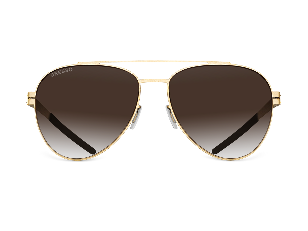 Titanium aviator sunglasses for men and women GRESSO California with Zeiss polarized brown lenses #color_brown-gradient