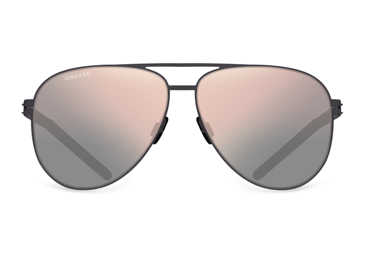 Titanium aviator sunglasses for men GRESSO Chelsea with Zeiss polarized graphite lenses #color_graphite