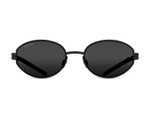 Titanium oval sunglasses for women GRESSO Corsica with Zeiss polarized grey lenses #color_grey-mono
