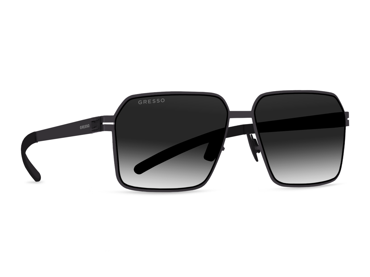 Titanium rectangle sunglasses for men GRESSO Dallas with Zeiss polarized grey lenses #color_grey-gradient