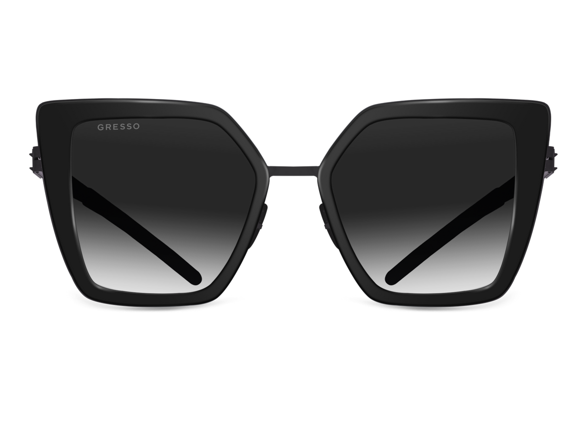 Titanium cat eye sunglasses for women GRESSO Del Mar with Zeiss polarized grey lenses #color_grey-gradient