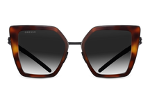 Titanium cat eye sunglasses for women GRESSO Del Mar with Zeiss polarized grey lenses #color_tortoise