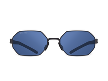 Titanium geometric sunglasses for men GRESSO Dubai with Zeiss polarized blue lenses #color_blue-mono