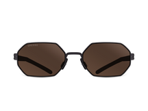 Titanium geometric sunglasses for men GRESSO Dubai with Zeiss polarized brown lenses #color_brown-mono