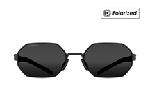 Titanium geometric sunglasses for men GRESSO Dubai with Zeiss polarized grey lenses #color_grey-polarized