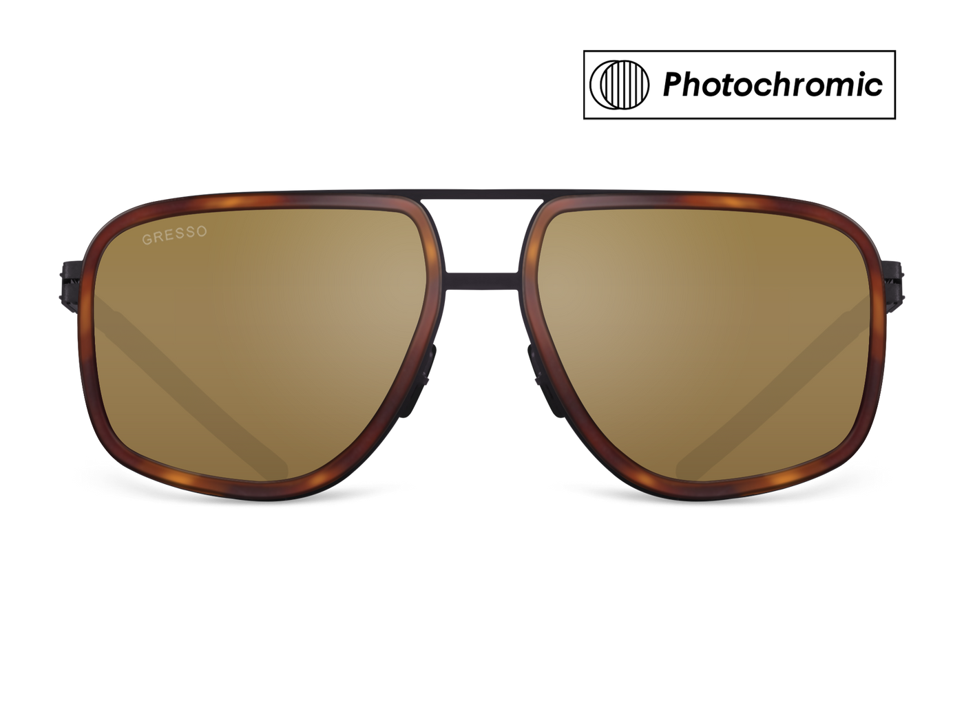 Titanium aviator sunglasses for men GRESSO Henderson with Zeiss photochromic brown lenses #color_brown-photochromic