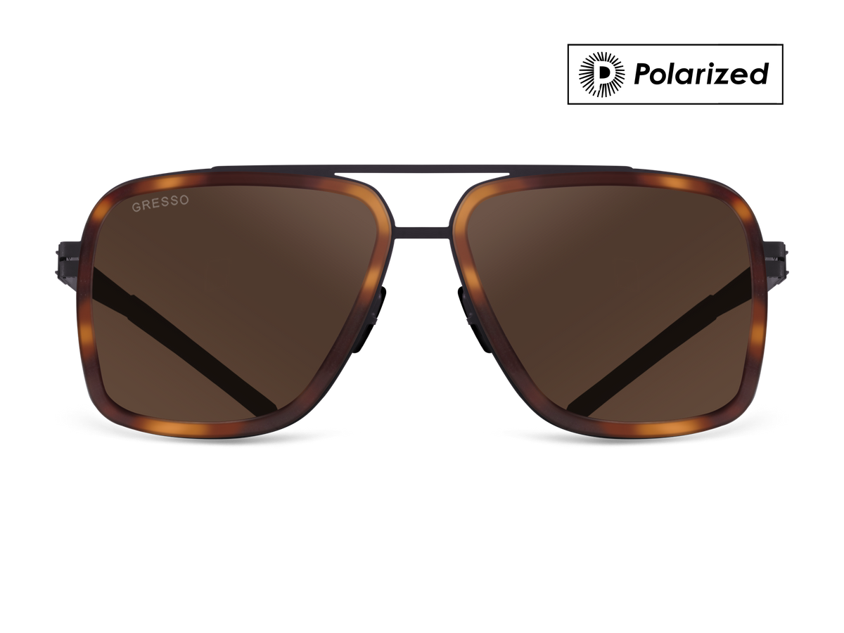 Titanium aviator sunglasses for men GRESSO London with Zeiss polarized brown lenses #color_brown-polarized