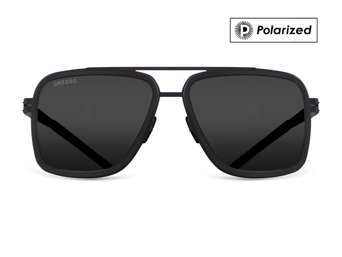 Titanium aviator sunglasses for men GRESSO London with Zeiss polarized grey lenses #color_grey-polarized