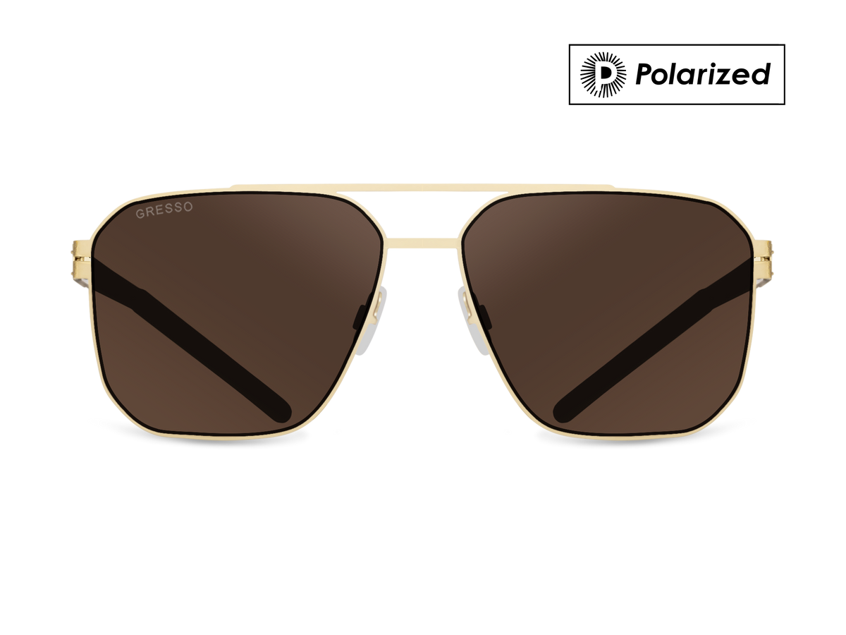 Titanium aviator sunglasses for men GRESSO Madison with Zeiss polarized brown lenses #color_brown-polarized
