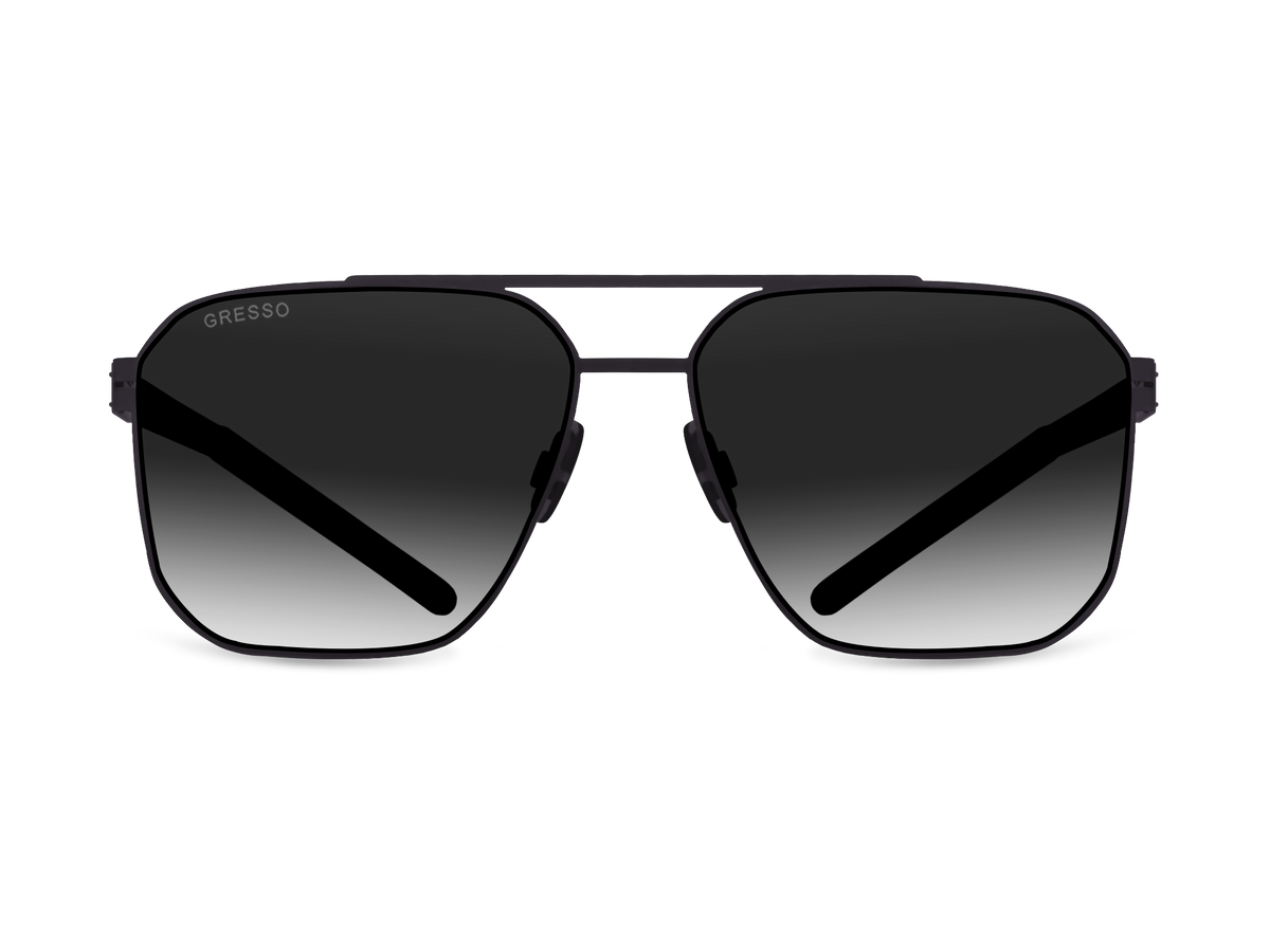 Titanium aviator sunglasses for men GRESSO Madison with Zeiss polarized grey lenses #color_grey-gradient