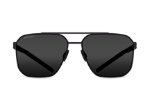 Titanium aviator sunglasses for men GRESSO Madison with Zeiss polarized grey lenses #color_grey-mono