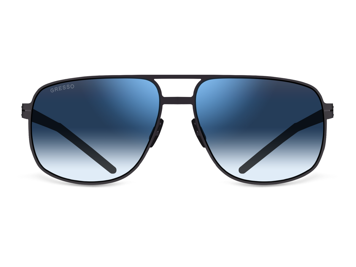 Titanium aviator sunglasses for men GRESSO Manchester with Zeiss polarized blue gradient lenses #color_blue-gradient