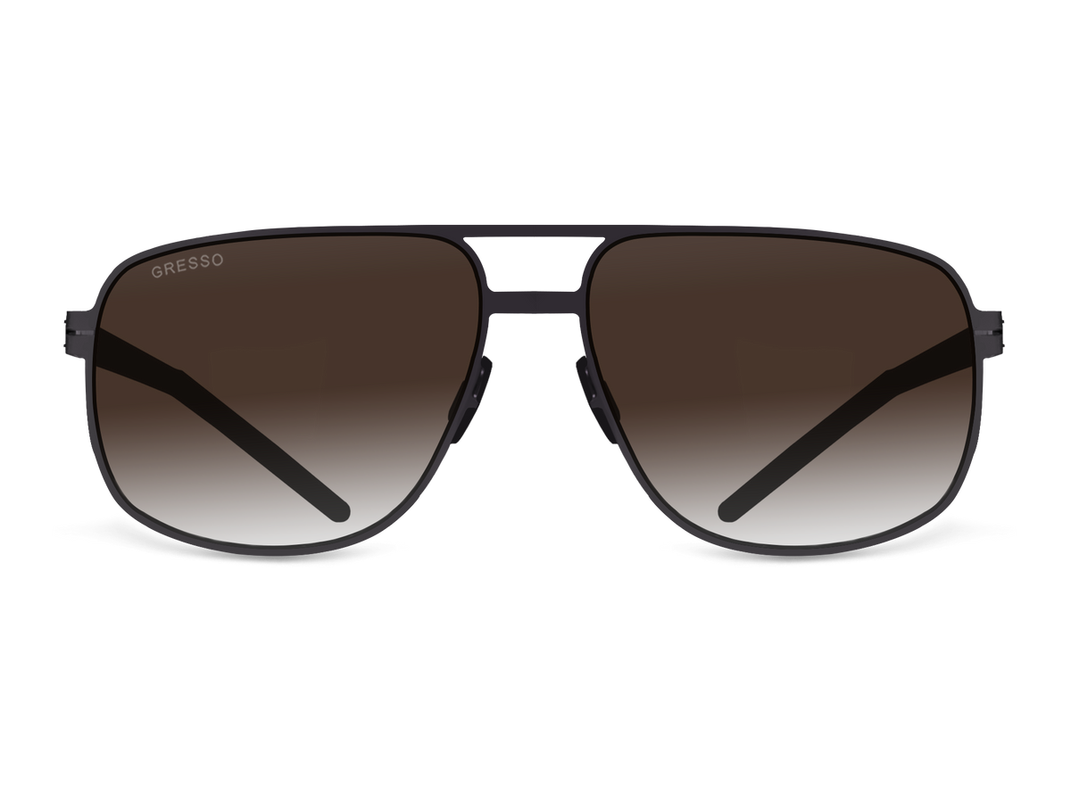 Titanium aviator sunglasses for men GRESSO Manchester with Zeiss polarized brown lenses #color_brown-gradient