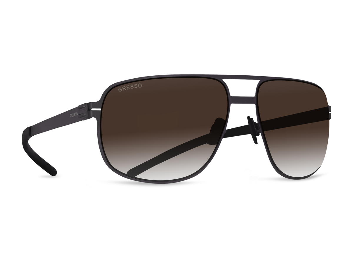 Titanium aviator sunglasses for men GRESSO Manchester with Zeiss polarized brown lenses #color_brown-gradient