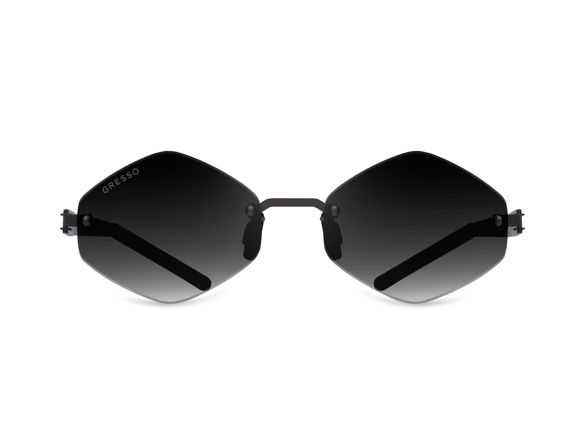 Titanium rimless sunglasses for women GRESSO Portofino with Zeiss polarized grey lenses #color_grey-gradient