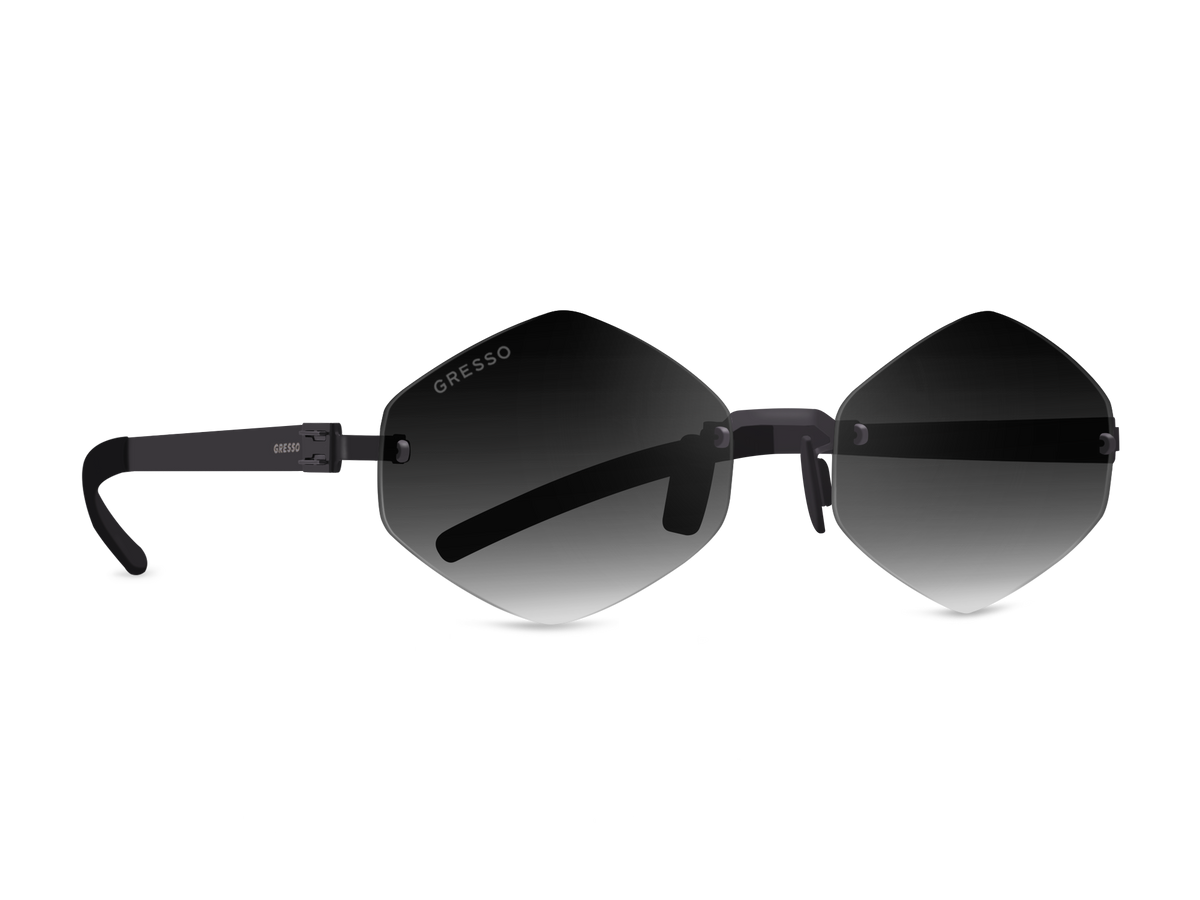 Titanium rimless sunglasses for women GRESSO Portofino with Zeiss polarized grey lenses #color_grey-gradient