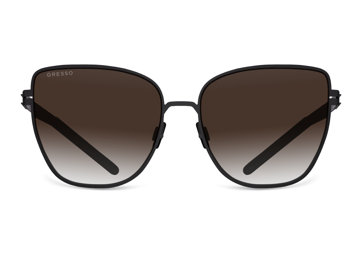 Titanium cat eye sunglasses for women GRESSO Ravenna with Zeiss polarized brown lenses #color_brown-gradient