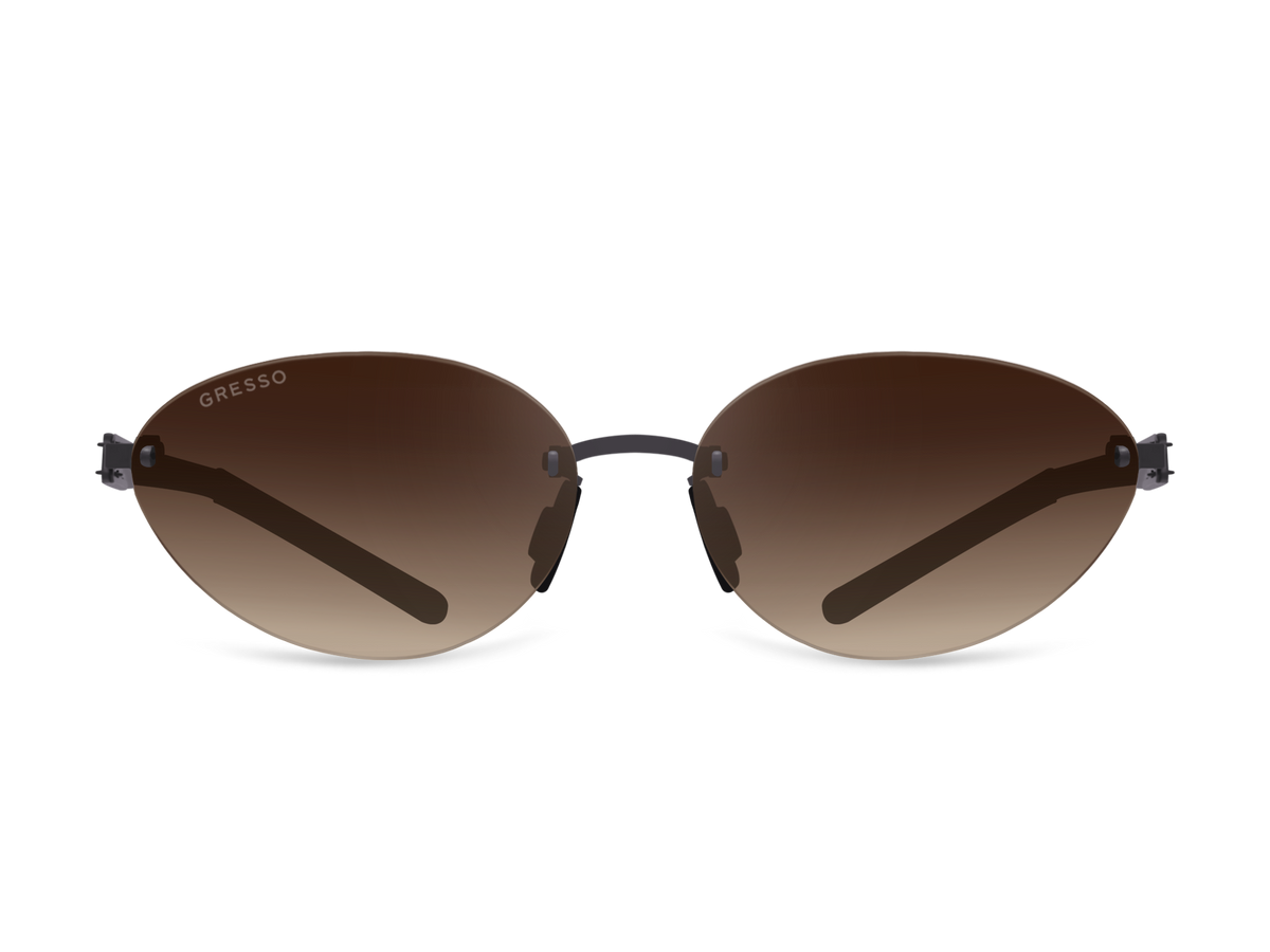 Titanium rimless sunglasses for women GRESSO Sahara with Zeiss polarized brown lenses #color_brown-gradient