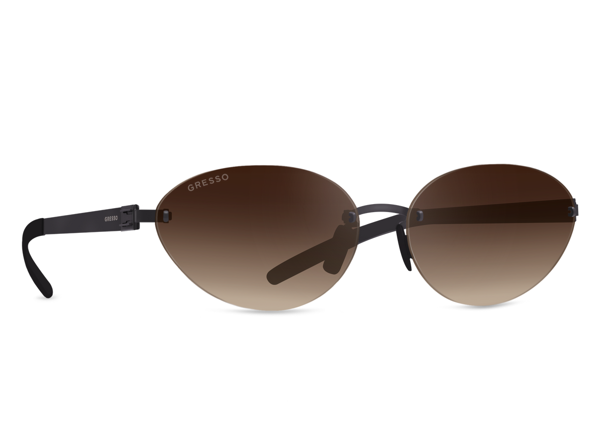 Titanium rimless sunglasses for women GRESSO Sahara with Zeiss polarized brown lenses #color_brown-gradient