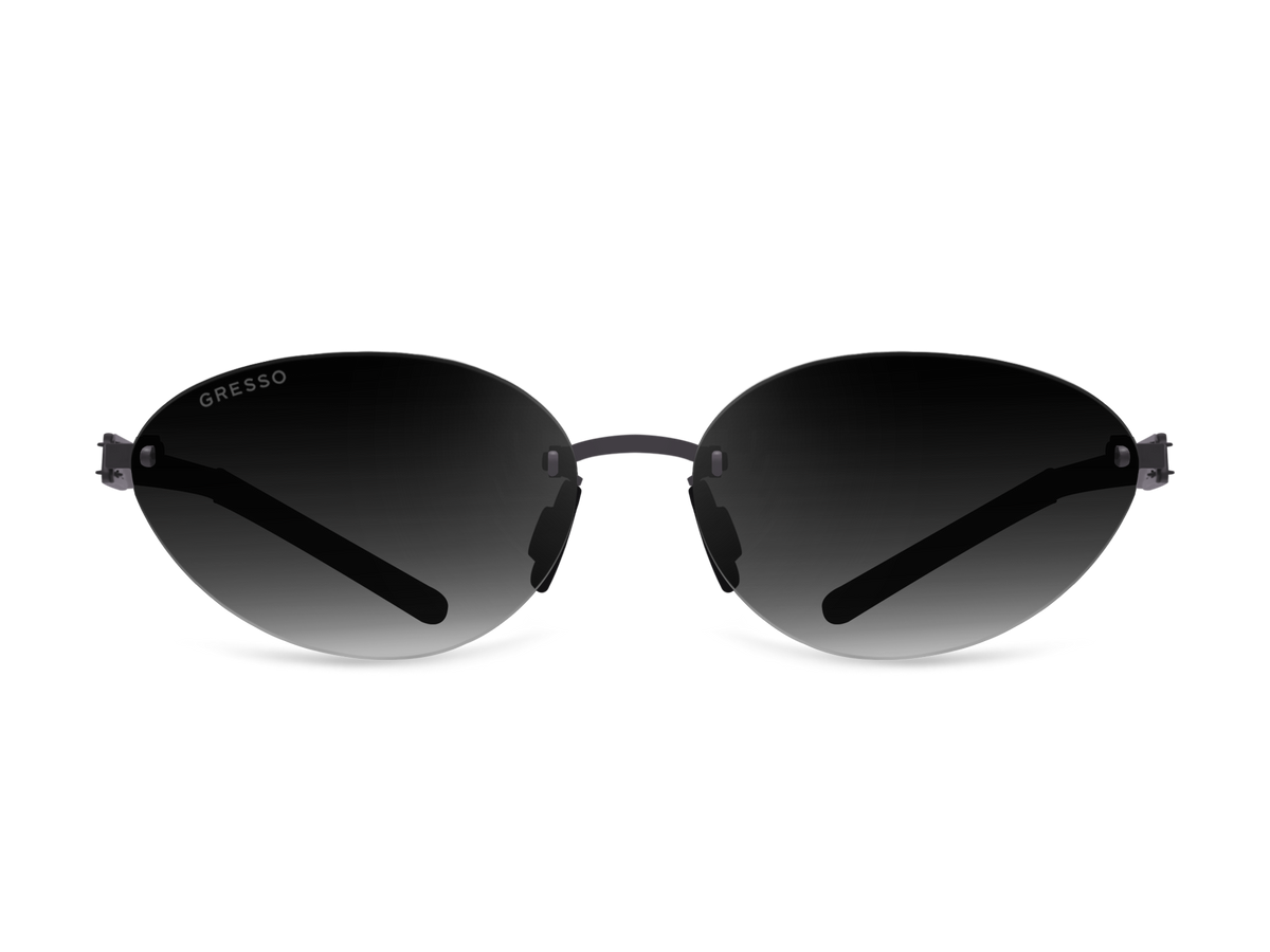 Titanium rimless sunglasses for women GRESSO Sahara with Zeiss polarized grey lenses #color_grey-gradient