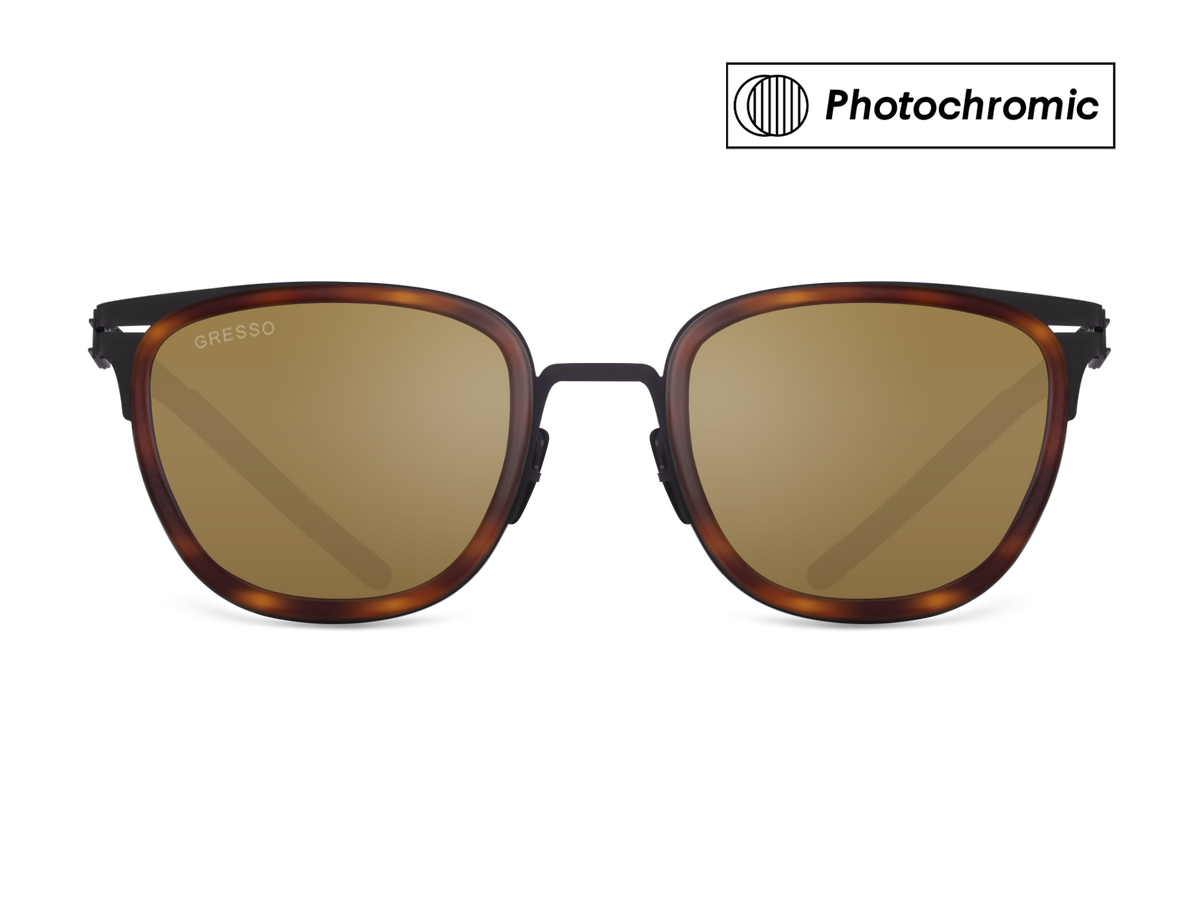 Titanium wayfarer sunglasses for men GRESSO San Remo with Zeiss photochromic brown lenses #color_brown-photochromic