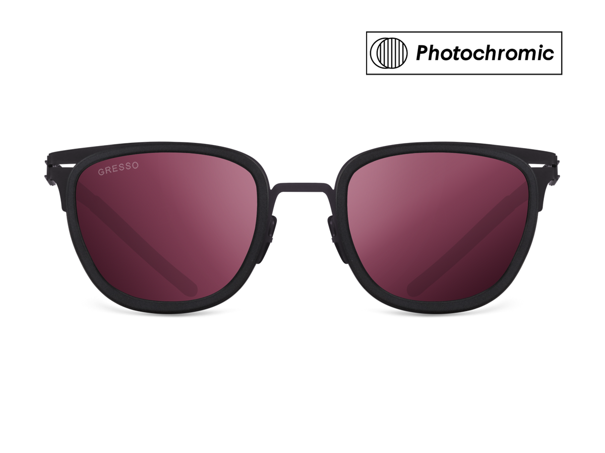 Titanium wayfarer sunglasses for men GRESSO San Remo with Zeiss photochromic burgundy lenses #color_burgundy―photochromic