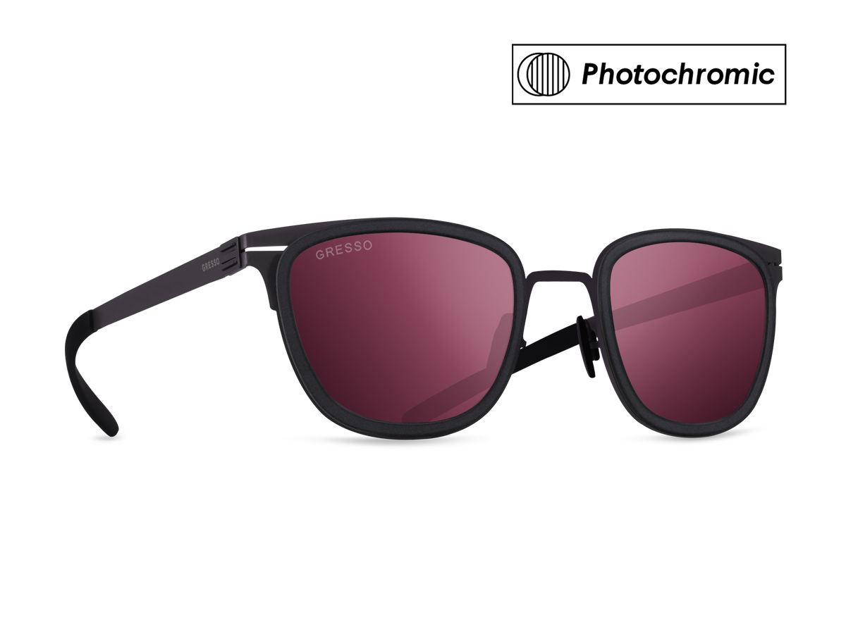 Titanium wayfarer sunglasses for men GRESSO San Remo with Zeiss photochromic burgundy lenses #color_burgundy―photochromic