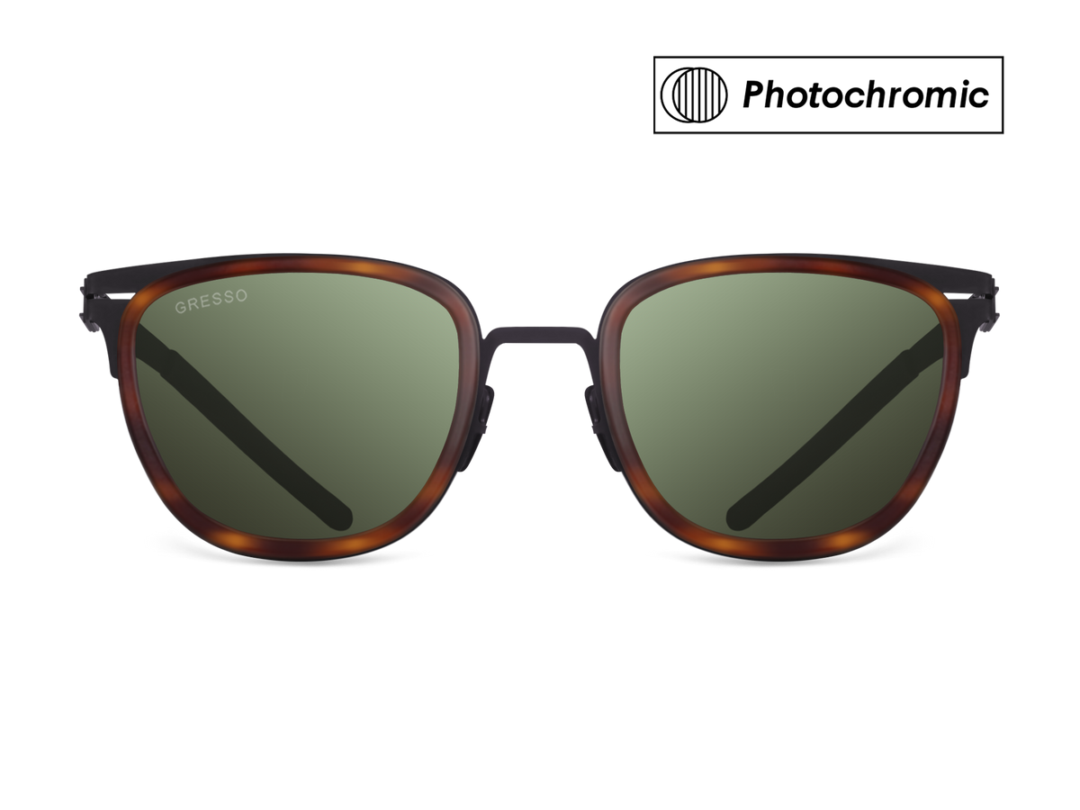 Titanium wayfarer sunglasses for men GRESSO San Remo with Zeiss photochromic green lenses #color_green-photochromic