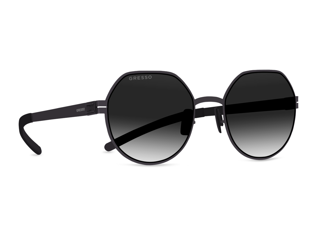 Titanium round sunglasses for men and women GRESSO Scotland with Zeiss polarized grey lenses #color_grey-gradient