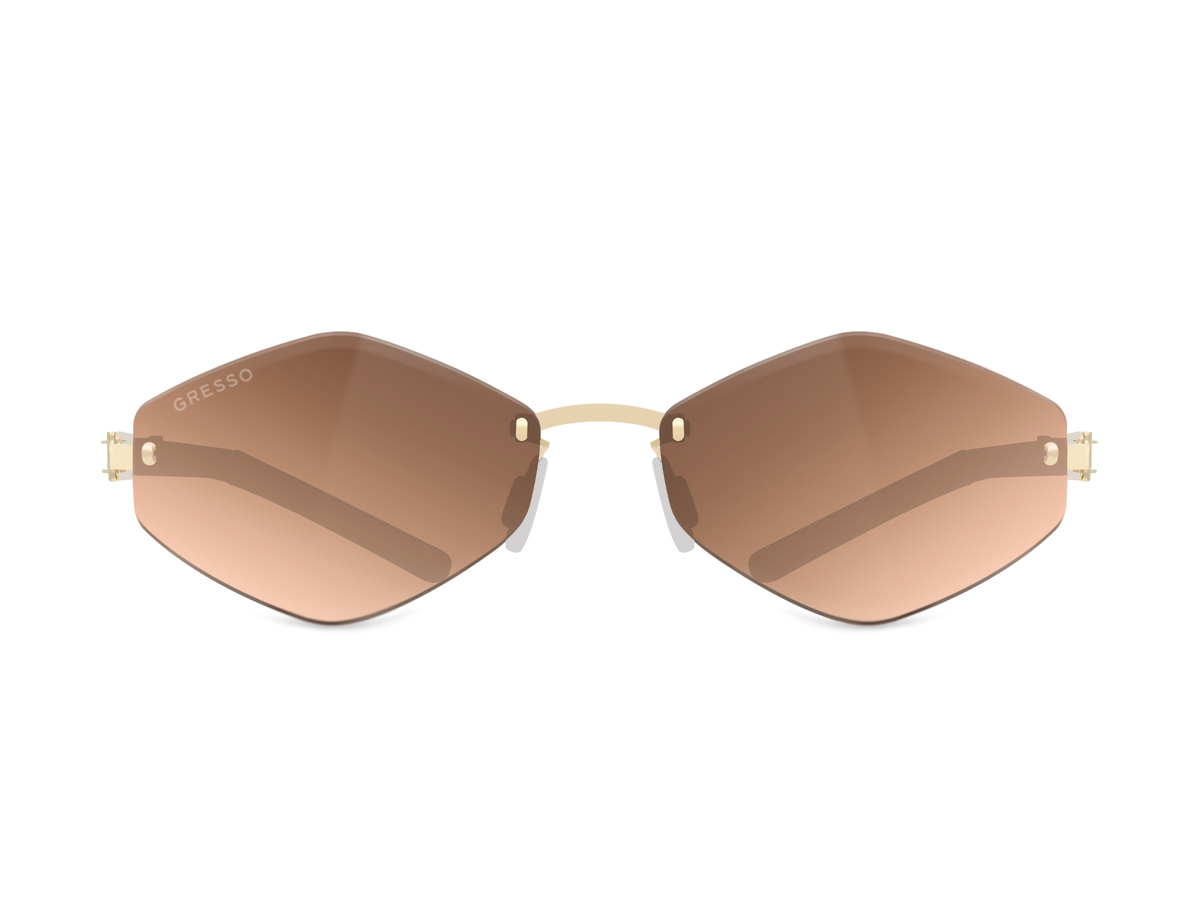Titanium rimless sunglasses for women GRESSO Tahiti with Zeiss polarized beige lenses #color_beige-mono