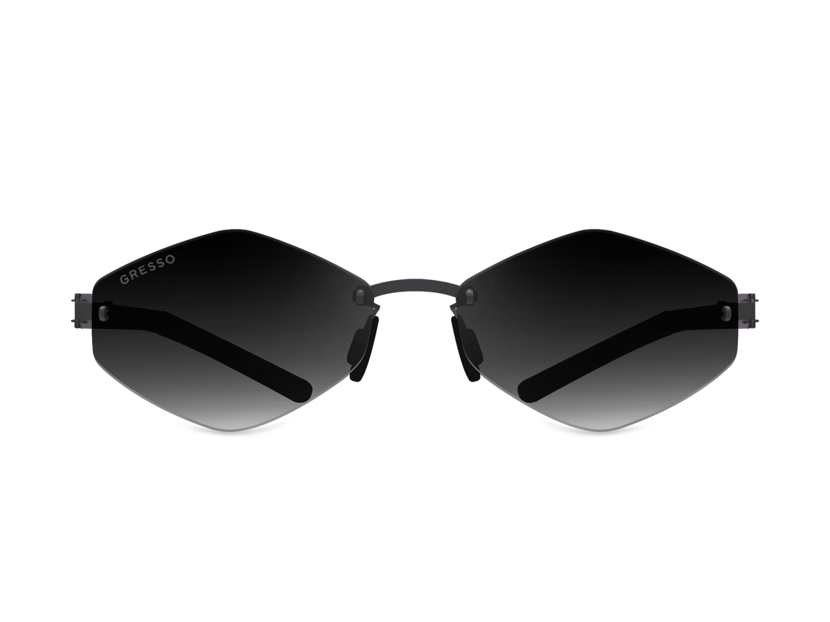 Titanium rimless sunglasses for women GRESSO Tahiti with Zeiss polarized grey lenses #color_grey-gradient