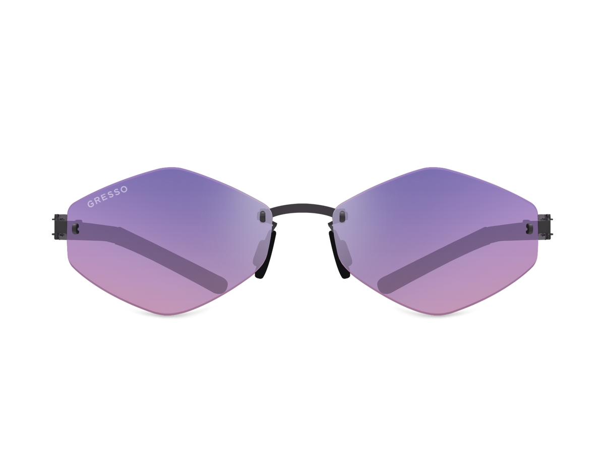 Titanium rimless sunglasses for women GRESSO Tahiti with Zeiss polarized purple lenses #color_purple-gradient