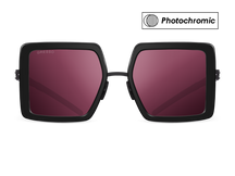 Titanium square sunglasses for women GRESSO Venezia with Zeiss photochromic grey lenses #color_burgundy-photochromic