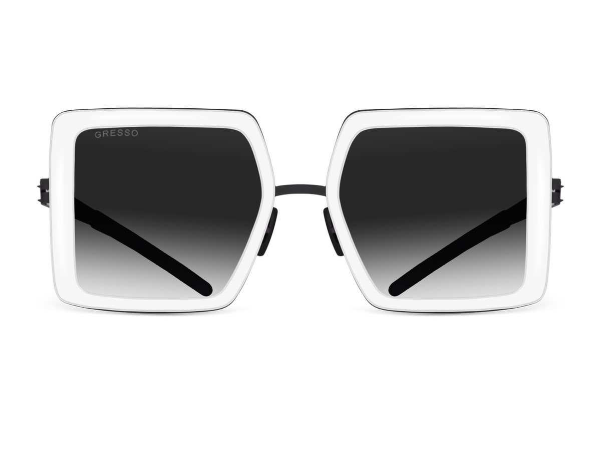 Titanium square sunglasses for women GRESSO Venezia with Zeiss polarized grey lenses #color_grey―gradient
