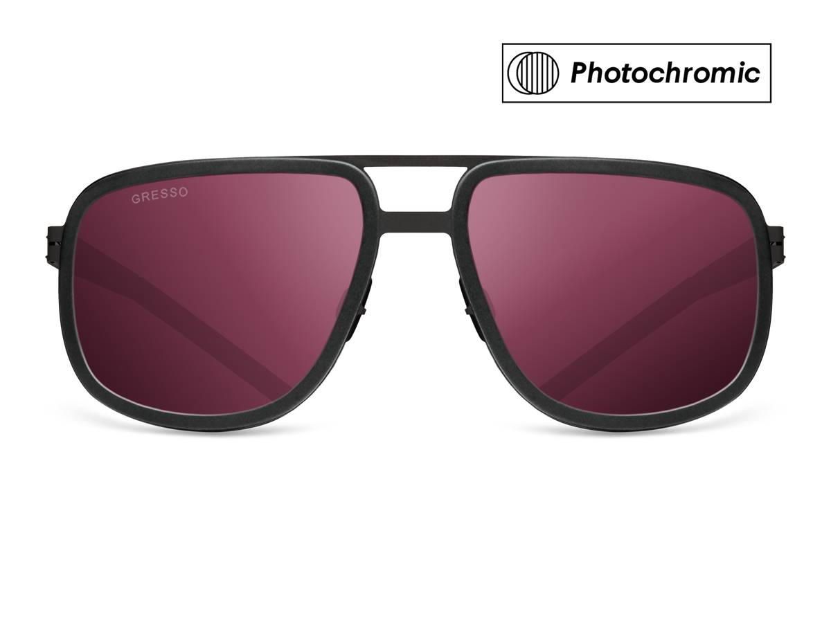 Titanium square sunglasses for men GRESSO Walter with Zeiss photochromic burgundy lenses #color_burgundy―photochromic