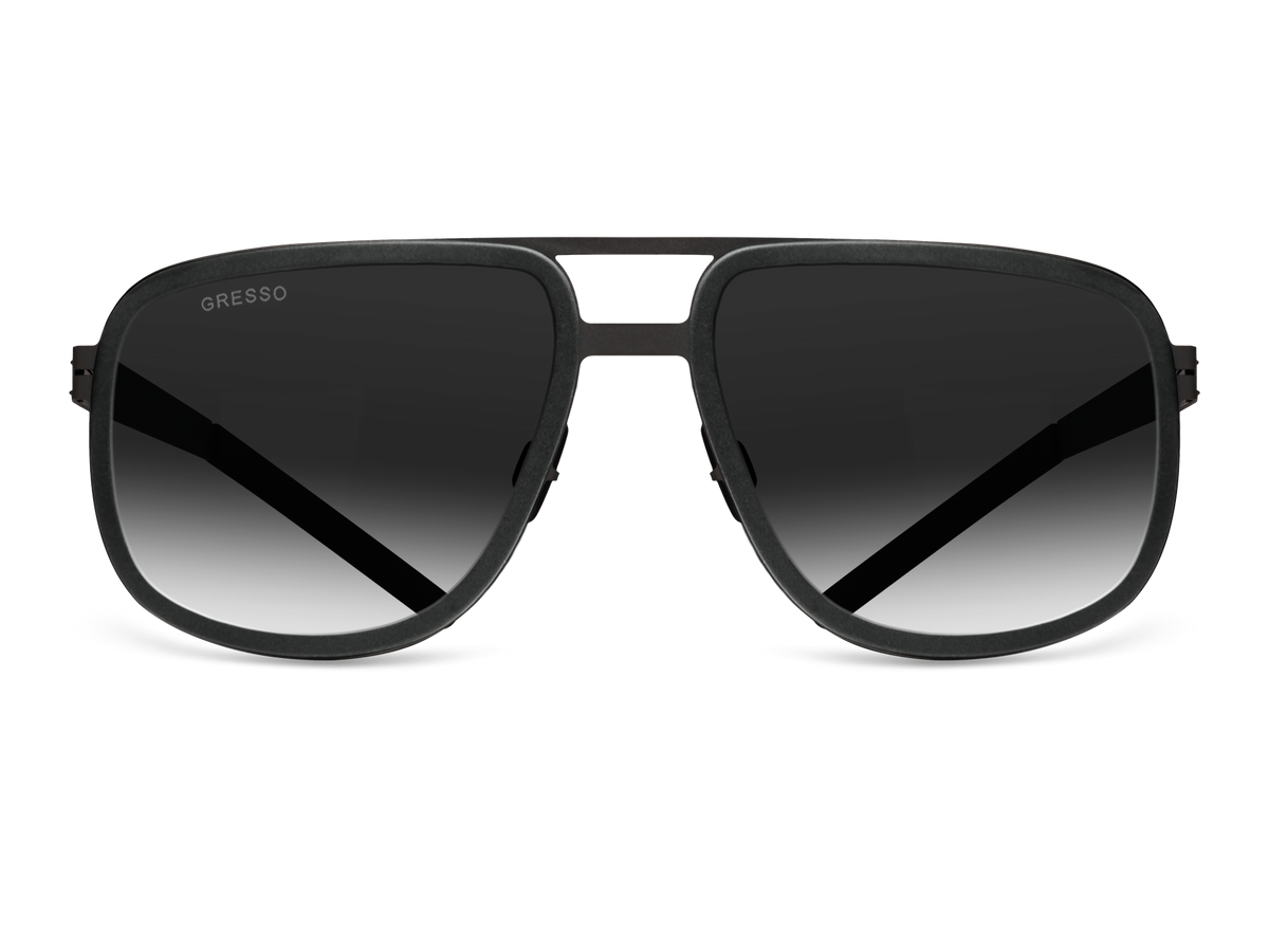 Titanium square sunglasses for men GRESSO Walter with Zeiss polarized grey lenses #color_grey-gradient