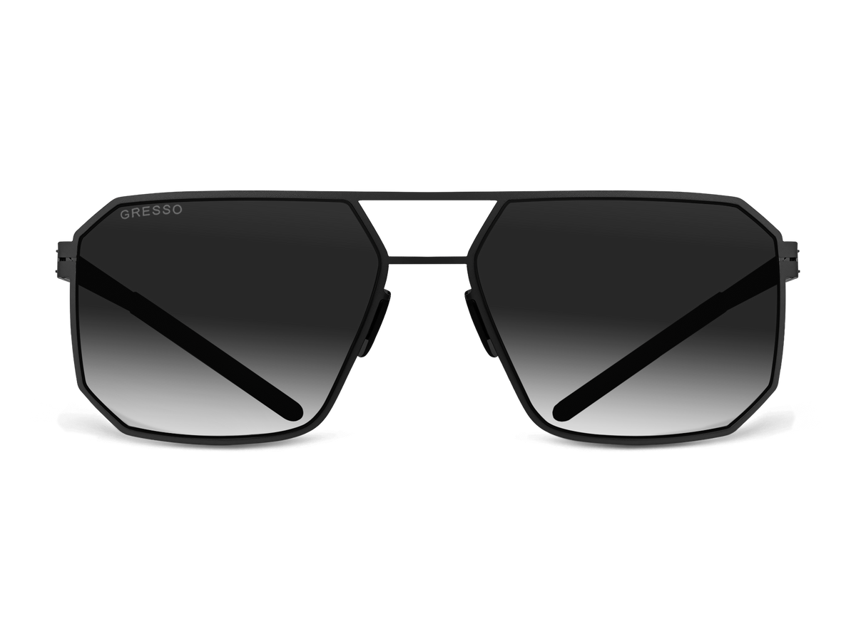 Titanium wayfarer sunglasses for men GRESSO Berlin with Zeiss polarized grey lenses #color_grey-gradient